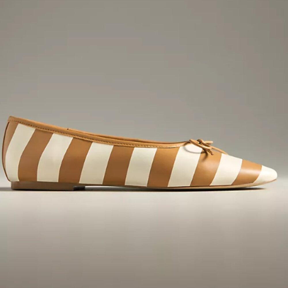 Anthropologie Striped Tan and Cream Ballet Flats